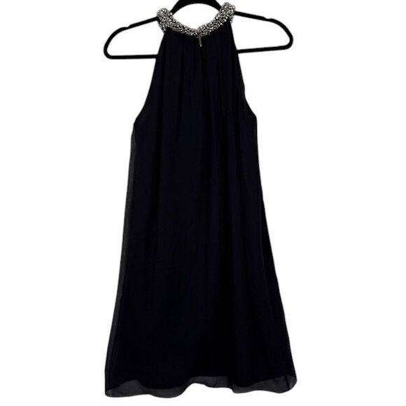 Diane Von Furstenberg Silk Lainey Embellished Dress Black w/ Silver Beads Size 4 - Picture 6 of 14